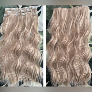 Human hair blend 20 In Clip In Extra Light Blonde Hair Extensions